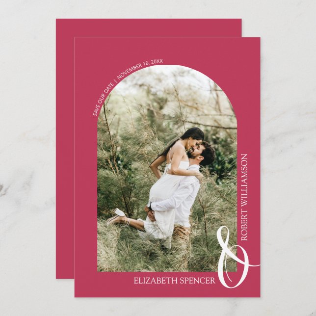 Reserve A Data Magenta de Casamento de Código QR (Frente/Verso)