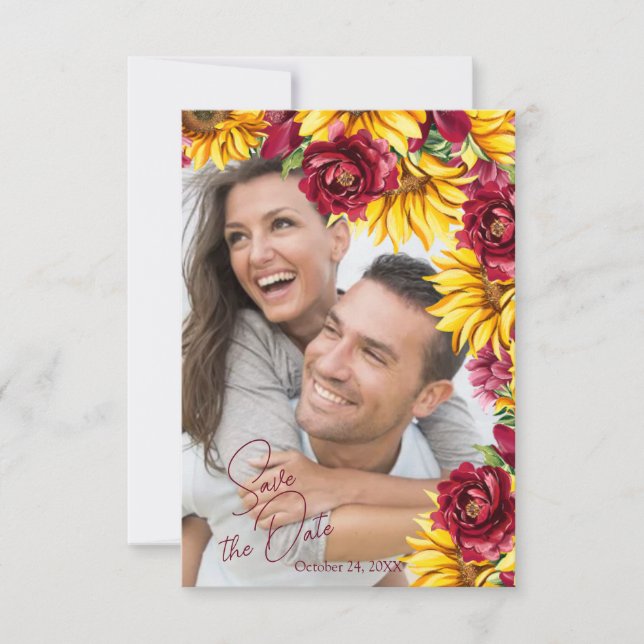 Reserve A Data Magenta e Ouro Yell Weding the Date Card (Frente)