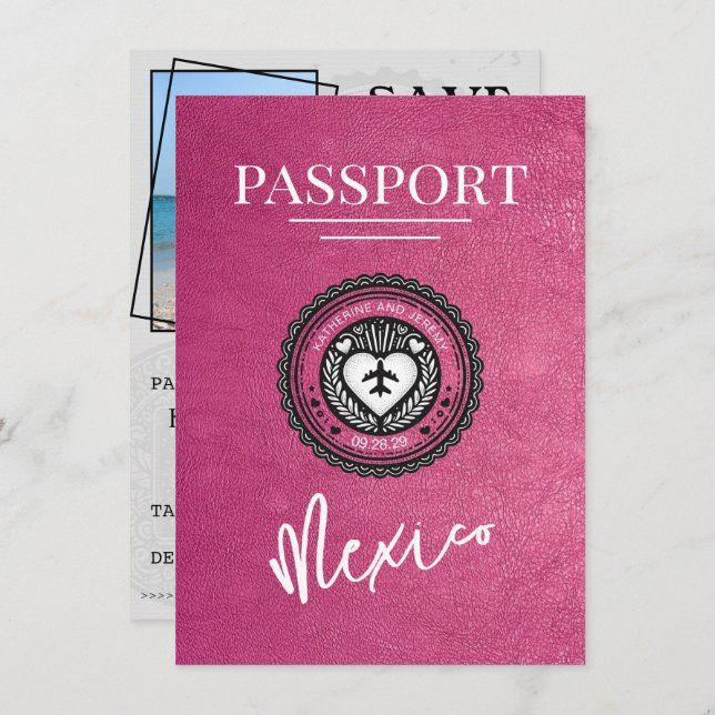 Reserve A Data Magenta México Passaporte Salvar Data (Frente/Verso)