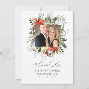 Reserve A Data Magia de Casamento de Inverno com Pinheiro e Abeto