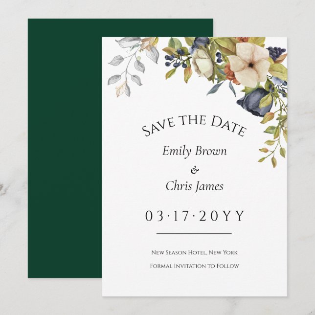 Reserve A Data Magnolia Blossomas | Elegante Violet Floral Greene (Frente/Verso)