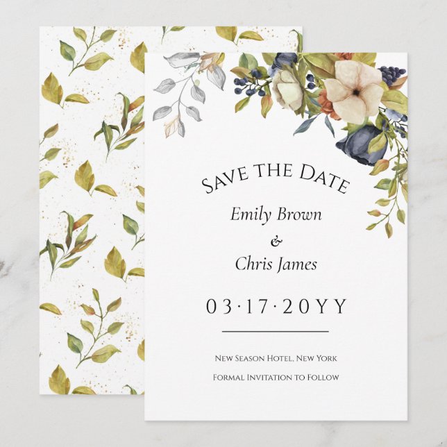 Reserve A Data Magnolia Blossomas | Elegante Violet Floral Greene (Frente/Verso)