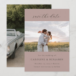 Reserve A Data Mala Mínima Elegante Mauve Casamento Duas Foto