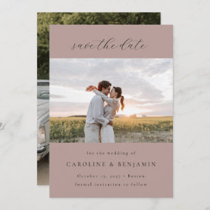 Reserve A Data Mala Mínima Elegante Mauve Casamento Duas Foto