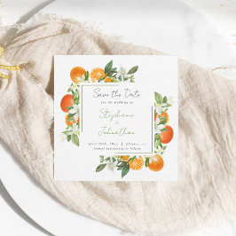 Reserve A Data Mandarin Orange Watercolor Wedding Save the Date