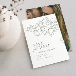 Reserve A Data Mão elegante traçada floral, casamento verde