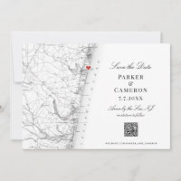 Mapa Avon-by-the-Sea NJ Elegante preto QR branco b