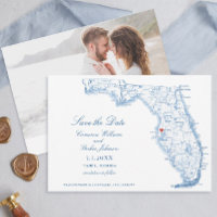 Mapa Azul de Casamento de Tampa Flórida Elegante
