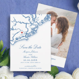 Reserve A Data Mapa da Ilha Johns SC Elegante Casamento Azul Mari