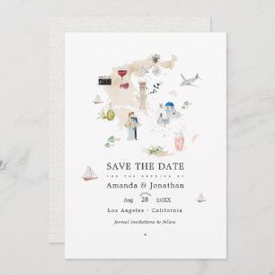 Reserve A Data Mapa de Aquarela da Foto de Casamento de Destino d