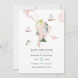 Reserve A Data Mapa de Aquarela de Casamento no Rio de Destino