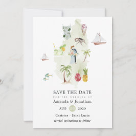 Reserve A Data Mapa de aquarela do casamento de destino de Santa 