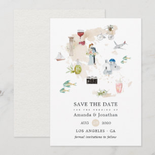 Reserve A Data Mapa de aquarela do casamento de destino na Grécia
