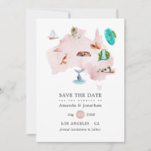 Mapa de Austrália em Aquarela para Casamento de De