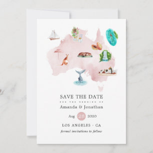 Reserve A Data Mapa de Austrália em Aquarela para Casamento de De