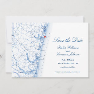 Reserve A Data Mapa de Avon-by-the-Sea NJ Foto Azul Marinho Elega