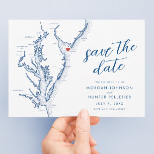 Reserve A Data Mapa de Cape May Nova Jersey Casamento Moderno