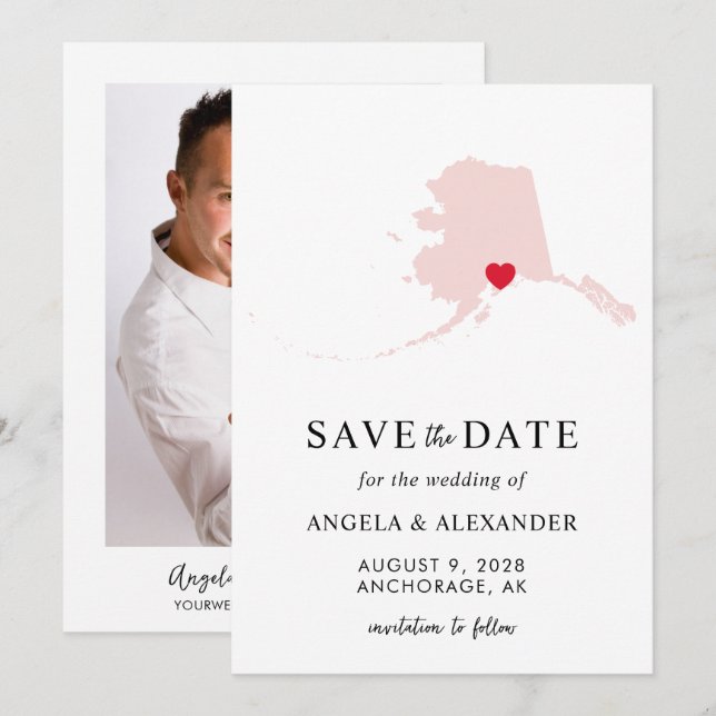 Reserve A Data Mapa de Casamento Blush Alaska (Frente/Verso)