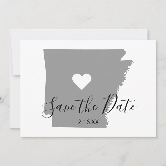 Reserve A Data Mapa do Arkansas em Cinza em Formato de Mapa (Frente)