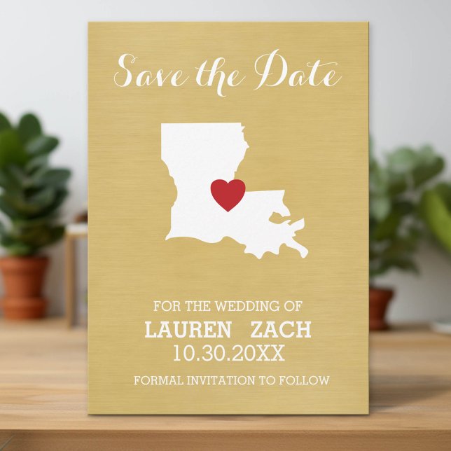 Reserve A Data Mapa do Estado de Luisiana - Casamento Salve a Dat (Custom Save the Date Invitation with Download Option)