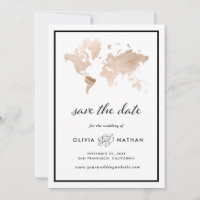 Mapa Mundial Glamoroso | Viagem Elegante Casamento