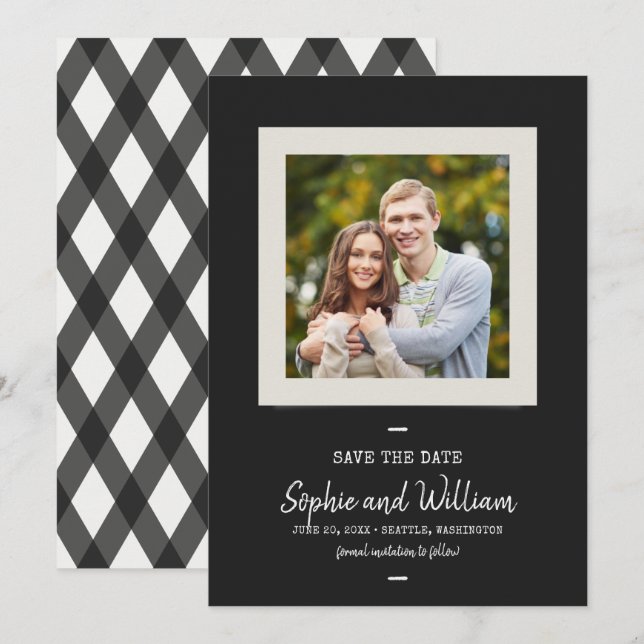 Reserve A Data Máquina de escrever e Script de Fotografia Salvar  (Frente/Verso)