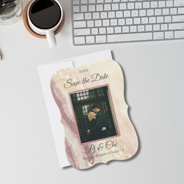 Reserve A Data Marble Elegant Wedding Salvar Data (Criador carregado)