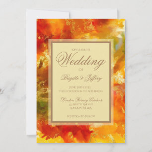 Reserve A Data Marble red, laranja, ouro, casamento