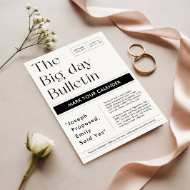 Reserve A Data Marca Clássica Sua Foto de Casamento do Jornal do