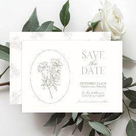 Reserve A Data Marfim & Areia | Chic Save the Date de Casamento F