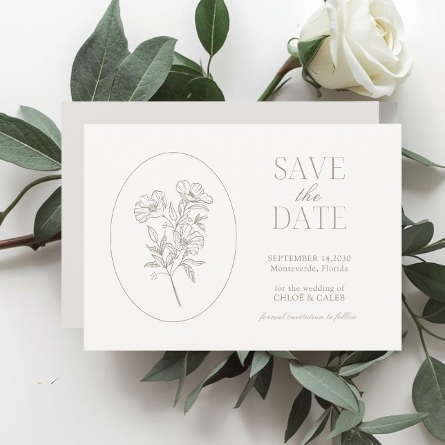 Reserve A Data Marfim & Areia | Chic Save the Date Floral de Casa (Criador carregado)