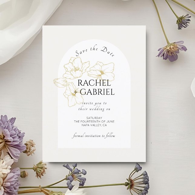 Reserve A Data Marfim | Boho Arch Dourado Casamento Floral (Criador carregado)