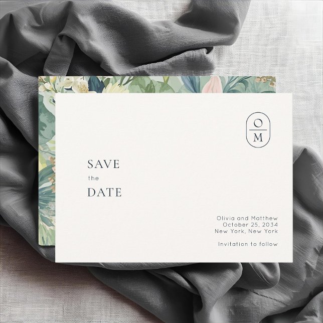 Reserve A Data Marfim | Casamento Floral em Aquarela Moderna (Criador carregado)