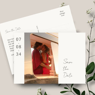 Reserve A Data Marfim   Chic Wedding Photo Save the Date Postcard