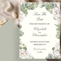 Marfim e Verde Sage Floral Casamento Salve A Data
