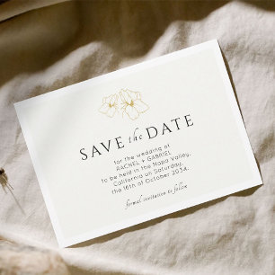 Reserve A Data Marfim Floral Floral Moderno Dourado Salve A Pla