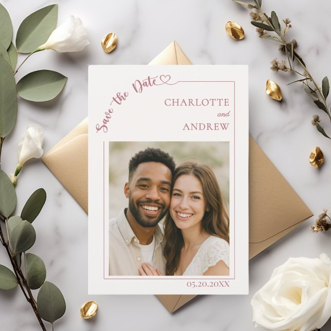 Reserve A Data Marfim moderno foto casamento Save the Date (Criador carregado)