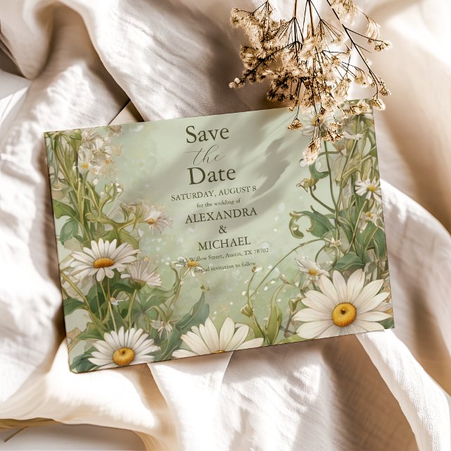 Reserve A Data Marguerite Daisy Dusty Wedding (Criador carregado)