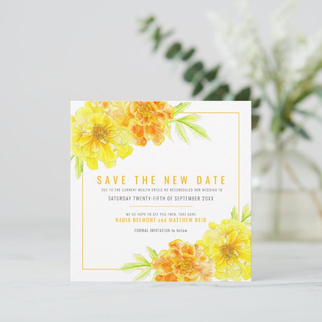 Reserve A Data Marigold amarelo salvará o novo casamento (Em pé/Frente)