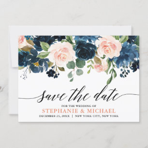 Reserve A Data Marinho Azul Blush Rosa Rosa Boho Casamento