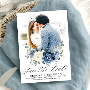 Reserve A Data Marinho Azul Dusty Champanhe Ivory Floral