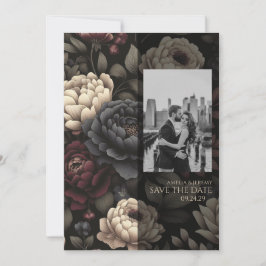 Reserve A Data Marinho Azul e Borgonha Moody Floral