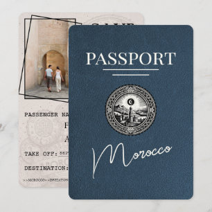Reserve A Data Marinho Azul Marrocos Passaporte Salvar Data