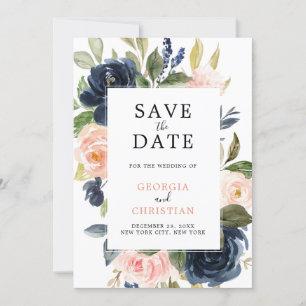 Reserve A Data Marinho Blue Blush Rose Boho Casamento