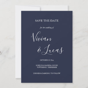 Reserve A Data Marinho Blue Script Wedding Salvar a Data