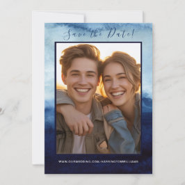 Reserve A Data Marinho Blue Watercolor Casamento Salve a Data Mod