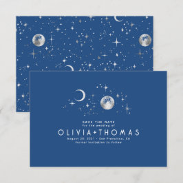 Reserve A Data Marinho da Lua Celestial Azul Salvar Data