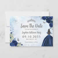 Marinho Floral Blue Silver Princesa Tiara Quincean