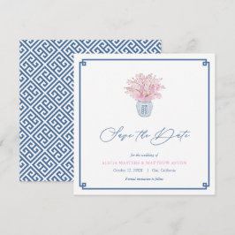 Reserve A Data Marinho Rosa Inteligente Casamento Azul Chinoiseri