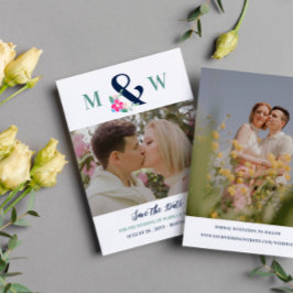 Reserve A Data Marinho Rosa Linda Ampersand Floral Foto